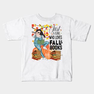 Just A Girl Who Loves Fall And Books.. Kids T-Shirt